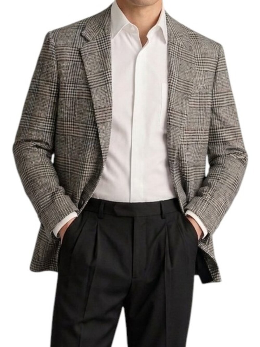 Burberry Houndstooth Suit Jacket Wool Vintage Black White 40R
